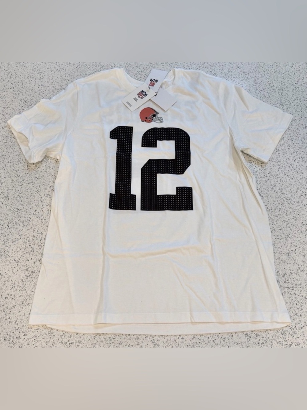 Nike Cleveland Browns NFL Football Shirt Sanders #12 White Black Size XL